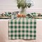 Checkered Linen Table Runner 36 inch - 100% Pure Linen Green and Natural Plaid Table Runner 14 x 36 Inch Ideal for Dresser and Coffee Tables - Morgan Check